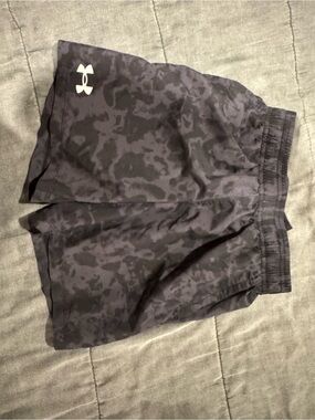 Under Armour Black & Dark Gray Camo Kids Athletic Shorts